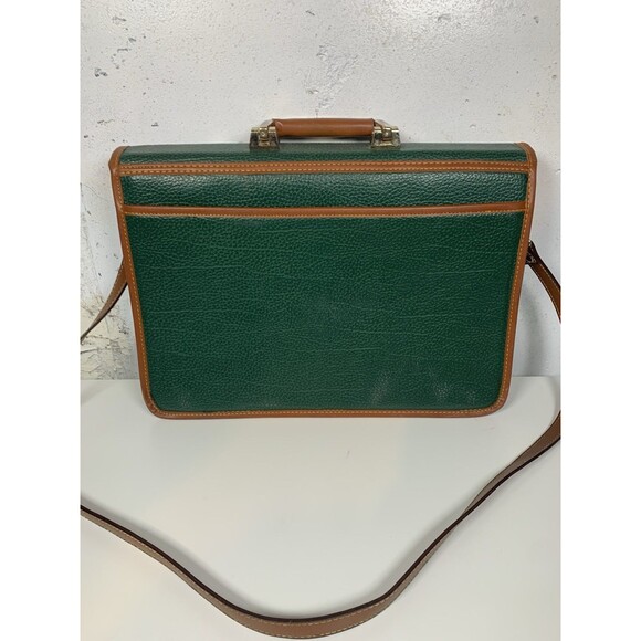 VTG Dooney & Bourke Green /Brown Pebble Leather Handle Briefcase/Document Bag - Picture 2 of 8